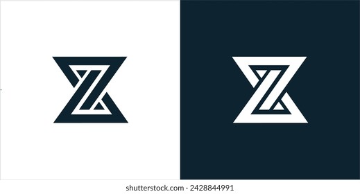 vector combination logo of the letter z and number 8 in white and dark blue