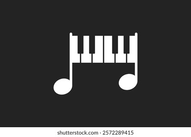 vector combination of musical notes and piano keys in black and white colors