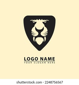 vector combination of shield and lion face logo icon. vector combination of shield and lion face logo icon.