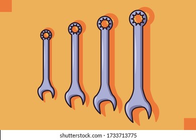 Vector of Combination Combination Wrench.  Flat Cartoon Style