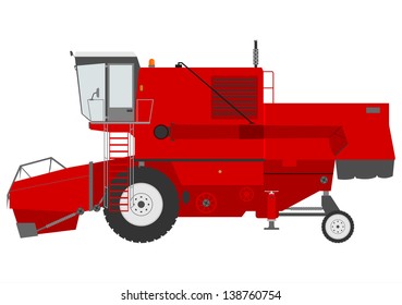 Vector Combine Harvester Silhouette On White Stock Vector (Royalty Free ...