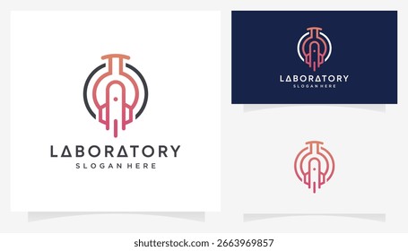 Vector combinó la forma de un cohete con símbolos de vidrio de laboratorio. Idea Abstractas de la ciencia y la velocidad de diseño de logotipo gráfico.	
