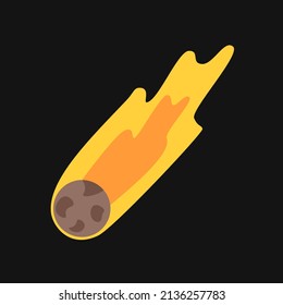 Vector comet with fire tail. Asteriod.