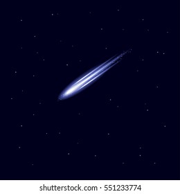 Vector comet isolated on blue background