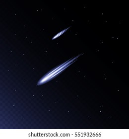 Vector comet isolated on blue background