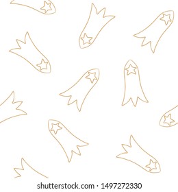 Vector Comets Line art on White seamless pattern background.