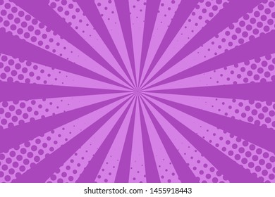 Vector comic book background. Sunburst halftone pattern in retro pop art style