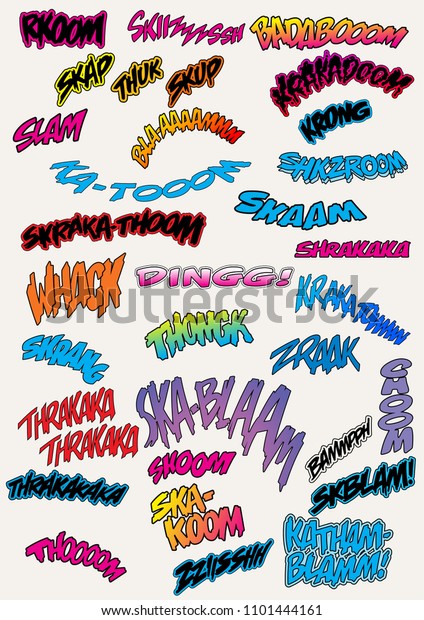 Vector Comic Book Onomatopoeia Sounds Stock Vector (Royalty Free ...