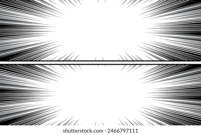 vector comic book page template with radial speed lines background in manga anime style. black and white illustration vector
