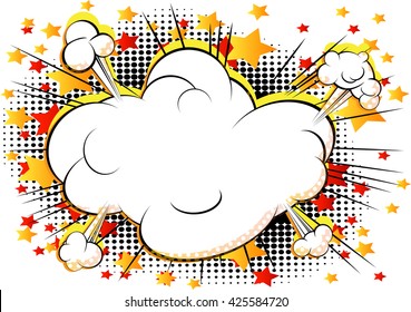 Vector comic book style cloud explosion with writing space