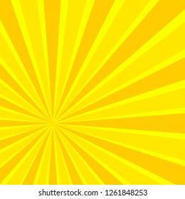 Vector Comic Book Sun Rays, Bright Yellow Background, Square Template.