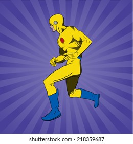 Vector Comic Book Superhero Running