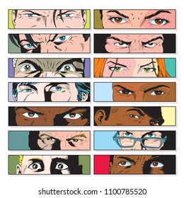 Vector Comic Book View of Characters Facial Expression