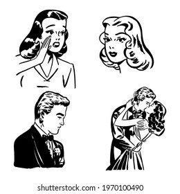 Vector Comic Book View of Characters Facial Expression