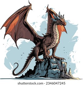 Vector comic book-style illustration of a dragon. Easy to edit and adjust the colors. Infinite print size and high quality.