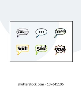 Vector comic bubbles. Speech bubbles with space for your text. Pop art design. Six different bubbles for different situation. Elements for website or presentation.
