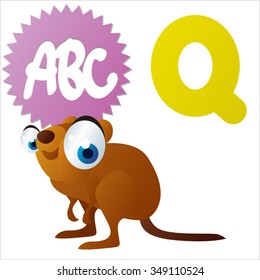 vector comic cartoon animal alphabet: Q is for Quokka