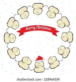 Vector comic cartoon merry christmas illustration with snowman. vector merry christmas and happy new year background for greeting card or banner design
