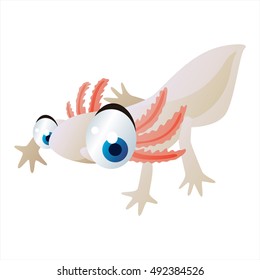 vector comic cute animal illustration. Comic funny cool colorful Axolotl