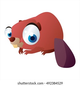 vector comic cute animal illustration. Comic funny cool colorful Beaver