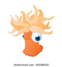 vector comic cute animal illustration. Comic funny cool colorful Actinia