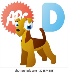 Vector comic cute animals ABC: D is for Dog