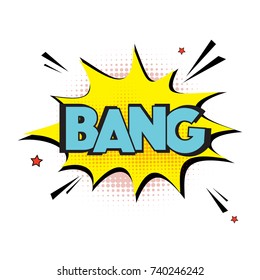 Vector comic explosion bang sign. Lettering bang text. comic book letters, cartoon text dialog, colored cloud. Abstract creative hand drawn vector exclusive font bubble. Speech balloon pop art style