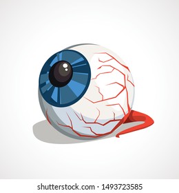 Vector comic illustration of horror Halloween eyeball. Vector illustration