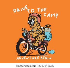 vector comic motorcycle  rider tiger illustration for t shirt graphis design 