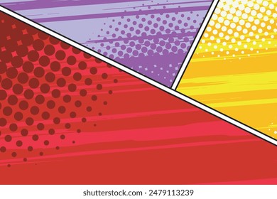 vector comic panels in various colors and angles, comic images, image panels, cartoon backgrounds, suitable for headlines, or places for anime images