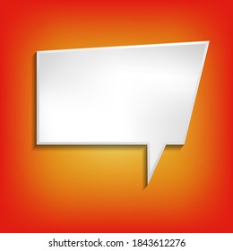 Vector comic speech bubble on color background. Isolated colorful banner, empty paper shape. Cartoon flat illustration for chat. Template frame. Hand draw style, dialog cloud.