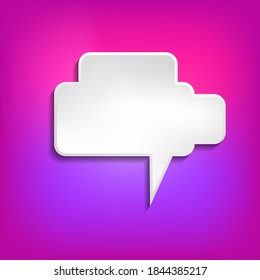 Vector comic speech bubble on color background. Isolated colorful banner, empty paper shape. Cartoon flat illustration for chat. Template frame. Hand draw style, dialog cloud.