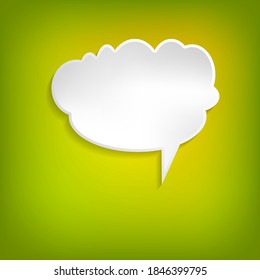Vector comic speech bubble on color background. Isolated colorful banner, empty paper shape. Cartoon flat illustration for chat. Template frame. Hand draw style, dialog cloud.