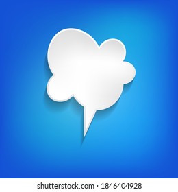 Vector comic speech bubble on color background. Isolated colorful banner, empty paper shape. Cartoon flat illustration for chat. Template frame. Hand draw style, dialog cloud.