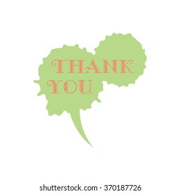 Vector comic speech bubble in trendy flat style. Hand drawn speech balloon with phrase Thank you. Textured paint brush and stroke used.