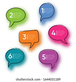 Vector comic speech bubbles concept with six options