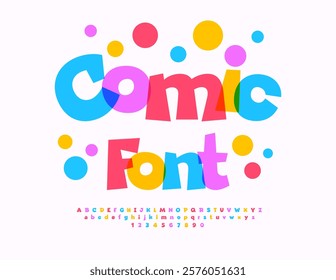 Vector Comic style Font. Children Multicolored Alphabet Letters and Numbers set.