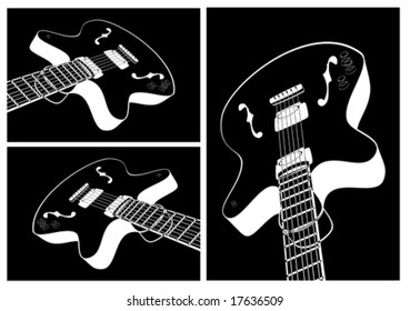 Guitarra blanca/negra de estilo de comic VECTOR