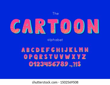 Vector comics font. Colorful alphabet, typeface for typography design