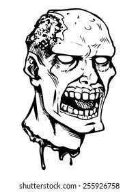 Vector comics illustration of  zombie head