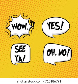 vector comics pop art style speech bubbles on halftone background