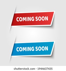 vector coming soon banner set, coming soon ribbon template label sign