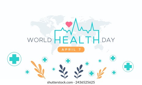 Vector conmemora el día mundial de la salud. Celebrando el Día de la Salud, 7 de abril. Conciencia de la salud corporal. La importancia de mantener la salud. Concepto de diseño sobre la vida saludable