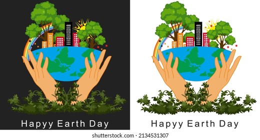 Vector Commemorating Earth Day in Black and White