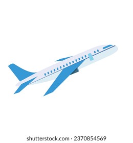 Vector un avión comercial sobre fondo blanco.