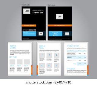 Vector Commercial Proposal Design Template For Your Business In Dark Colors. EPS10.