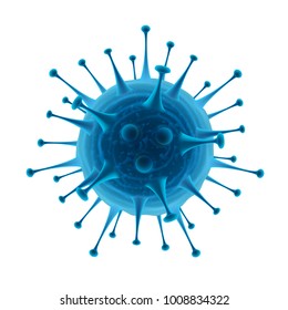 Vector common human virus or bacteria close up isolated on white background