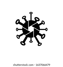 Vector common human virus corona or bacteria close up isolated on white background
