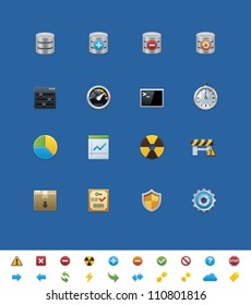 Vector common website icon set. Database and network technologies symbols