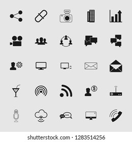 vector communication icons set - phone wireless network sign symbols, computer illustrations. web icons